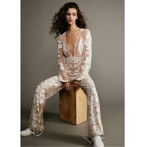 Free People x For love & Lemons Temecula Embroidered Lace Jumpsuit